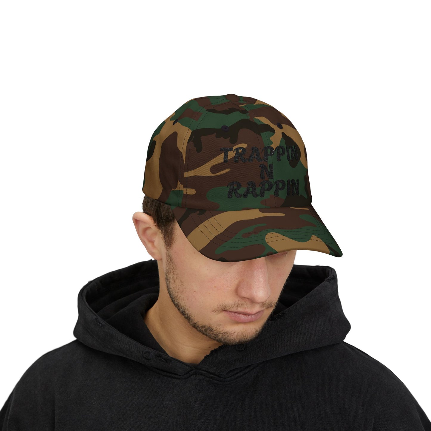 Trappin N Rappin Dad Cap | Classic White Cap for Hip-Hop Lovers, Casual Style Hat, Gift for Music Fans, Trendy Dad Hat