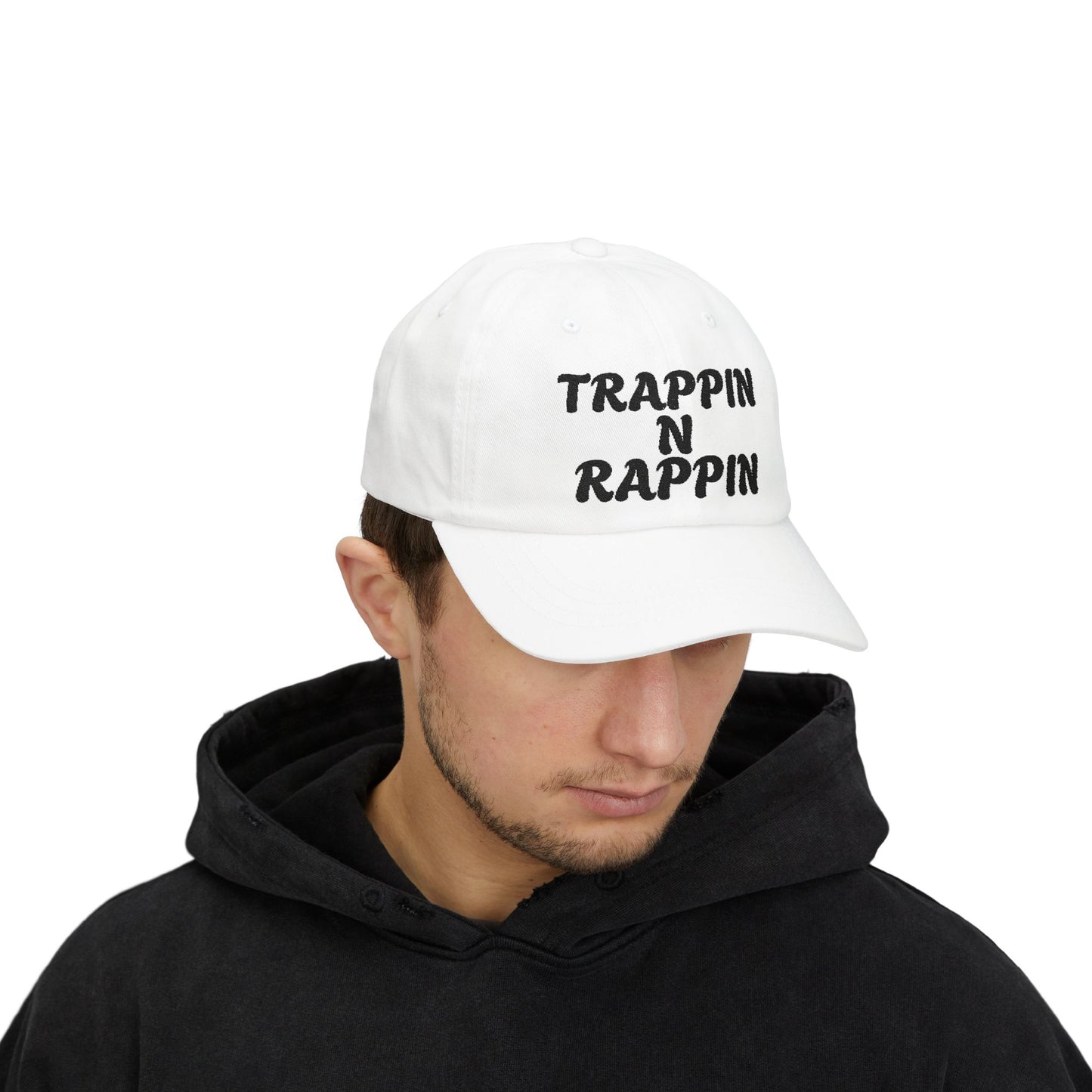 Trappin N Rappin Dad Cap | Classic White Cap for Hip-Hop Lovers, Casual Style Hat, Gift for Music Fans, Trendy Dad Hat
