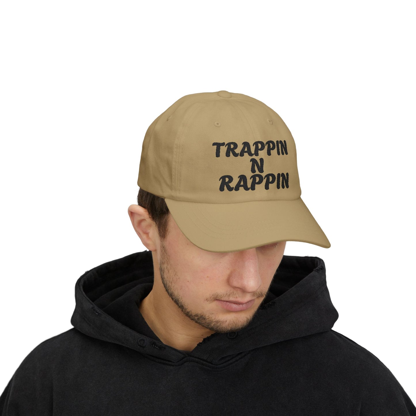 Trappin N Rappin Dad Cap | Classic White Cap for Hip-Hop Lovers, Casual Style Hat, Gift for Music Fans, Trendy Dad Hat