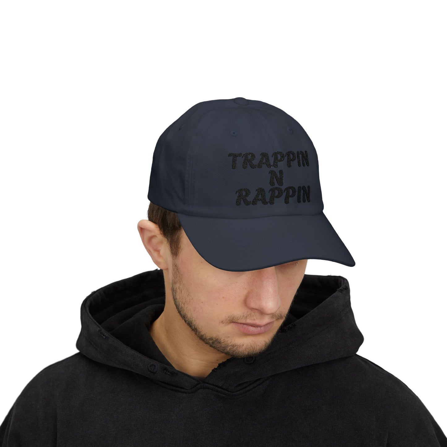 Trappin N Rappin Dad Cap | Classic White Cap for Hip-Hop Lovers, Casual Style Hat, Gift for Music Fans, Trendy Dad Hat