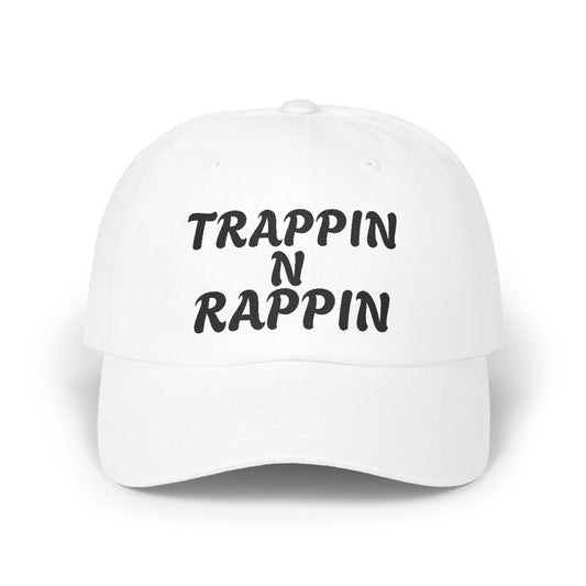Trappin N Rappin Dad Cap | Classic White Cap for Hip-Hop Lovers, Casual Style Hat, Gift for Music Fans, Trendy Dad Hat