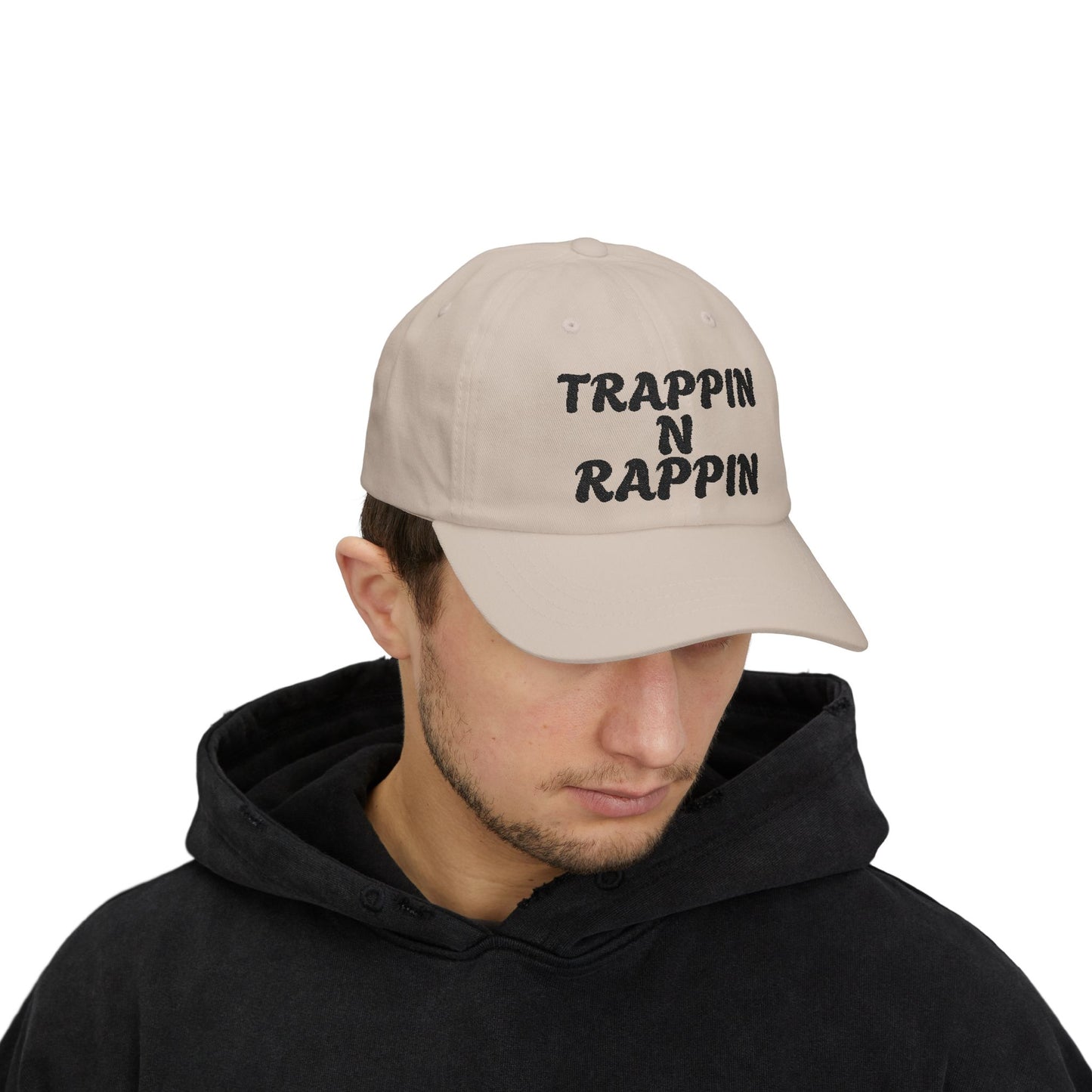 Trappin N Rappin Dad Cap | Classic White Cap for Hip-Hop Lovers, Casual Style Hat, Gift for Music Fans, Trendy Dad Hat